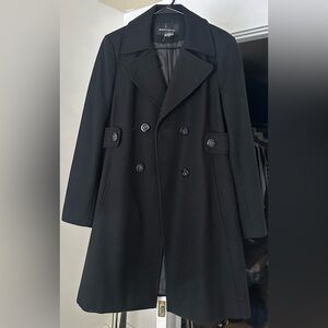 Wool-blend Black Double-Breasted Pea Coat